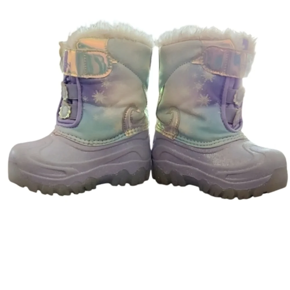 Disney LED Light Up Toddler Girls' Frozen Winter Boots Blue‎ with Glitter Size 6